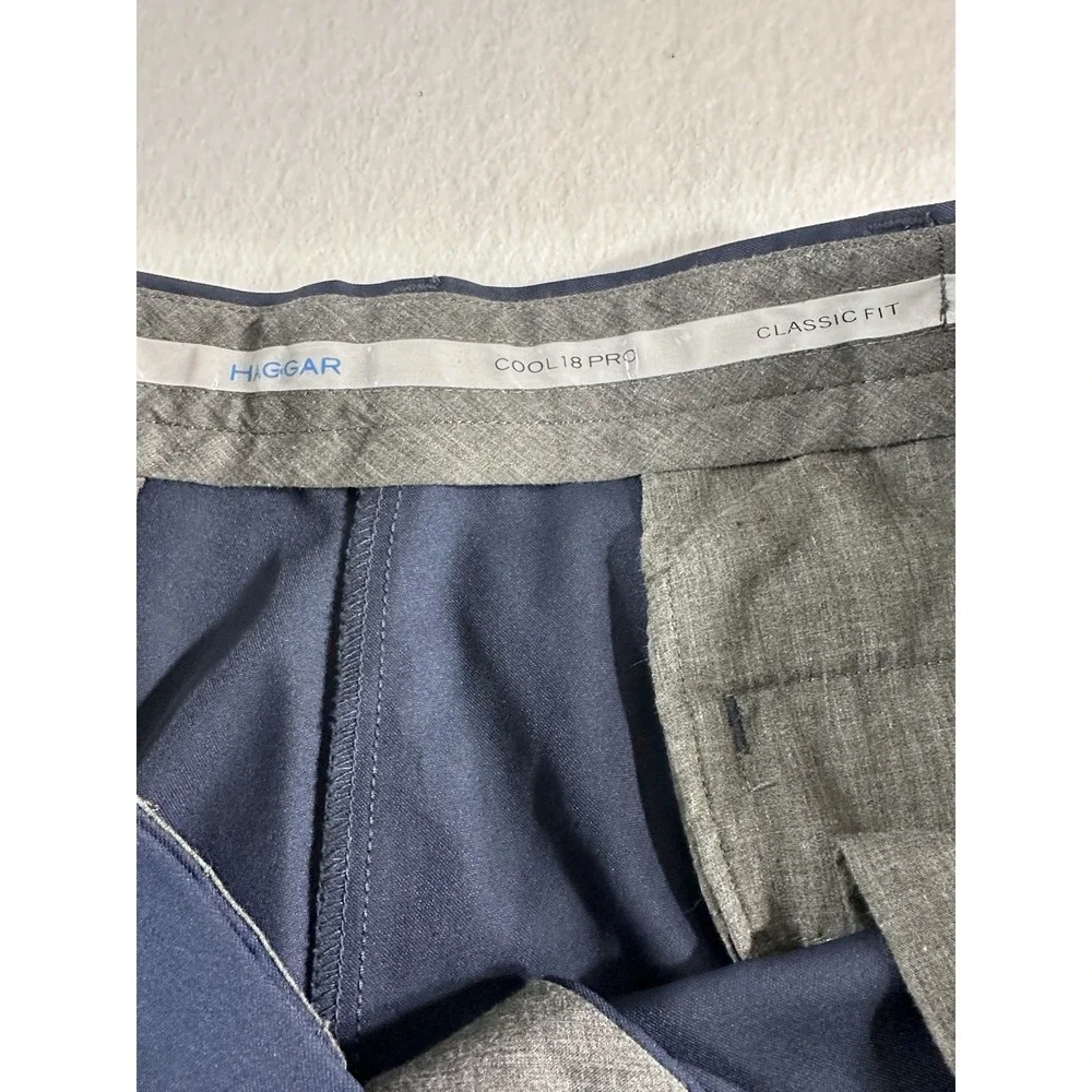 Haggar Cool 18 Pro Navy Blue Dress Pants Mens 36x29 Classic Fit Flat Front Chino